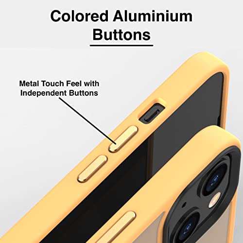Image of MagIT Hybrid Case for iPhone 14 / iPhone 13 (6.1-inch) with Colored Frosted PC Back, TPU Full Body Frame, MagSafe Wireless Charging Compatible, Colored Aluminium Buttons (Black)
