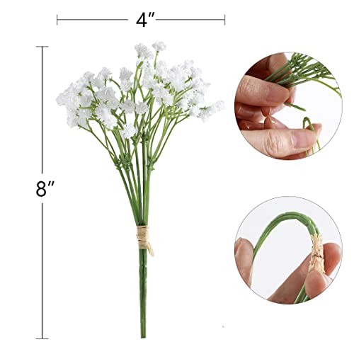 20Pcs 60 Bunches White Babys Breath Artificial Flowers Bulk Bridal Bonquet Fake Gypsophila Flores Plants For Diy Cake Wreath Wedding Baby Shower Party Table Christmas Tree Garden Decor (No Vase) #TOP1