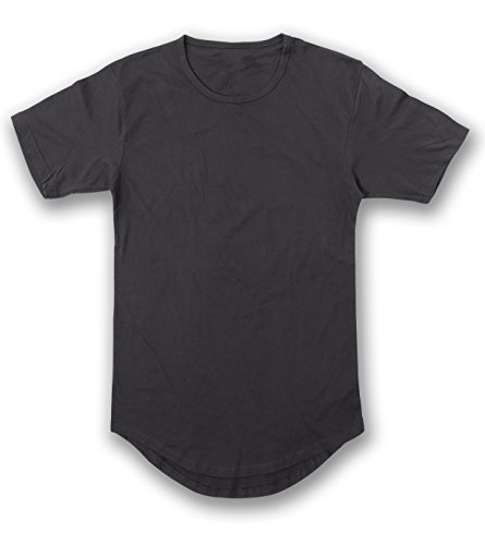 JD Apparel Men's Hipster Longline Drop Cut T-Shirts L Charcoal AM1050, Coolgrey, Large