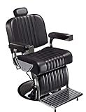 Salon Ambience Professioneller Barberstuhl Friseurstuhl mit Bodenplatte Vintage, schwarz