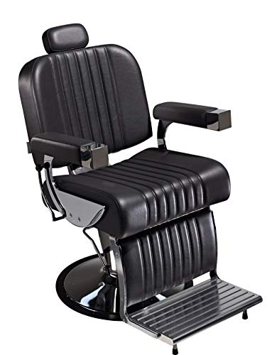 Salon Ambience Professioneller Barberstuhl Friseurstuhl mit Bodenplatte Vintage, schwarz