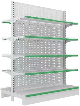 Double-Sided Gondola Shelving Display, Adjustable Retail Shelf Organizer Rack for Markets, Stores & Supermarkets - Perfect for Merchandising & Product Showcase
