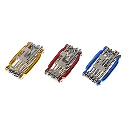 Juego de reparación de herramientas para bicicletas 11 en 1 Kit de herramientas de reparación de bicicletas Llave Destornillador Cadena Herramienta multifunción para bicicletas de acero al carbono (C