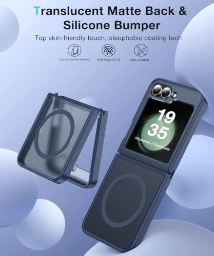 Image of NO.1 Magnetic for Samsung Galaxy Z Flip 7 FE Case with MagSafe | [Military Grade Drop Tested][Translucent Matte][Anti-Fingerprint] Soft Silicone Bumper for Samsung Flip 7 FE Case Slim,Blue