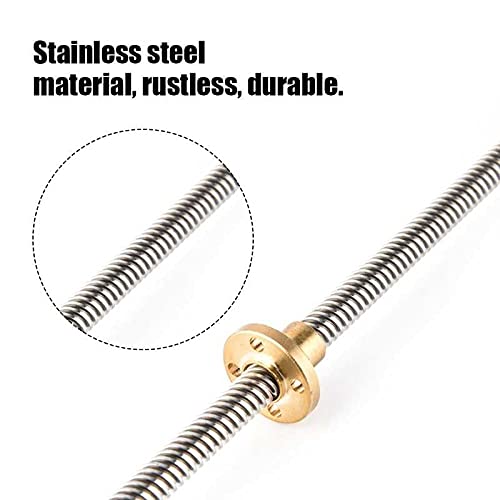 Lysee 3D Printer Parts & Accessories - T8 8mm Trapezoidal Stainless Steel Threaded Rod Lead Screw & Brass Nut for 3D Printer Fine producing and Practical - (Size: 500mm)