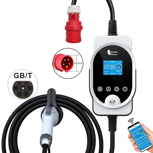 22KW GB/T �|�[�^�u�� EV �[�d��}���[�d 32A 3 �����o�C���[�d�X�e�[�V���� Wi-Fi �A�v������d�C�����Ԃ̏[�d��(22KW APP NO Adapter)