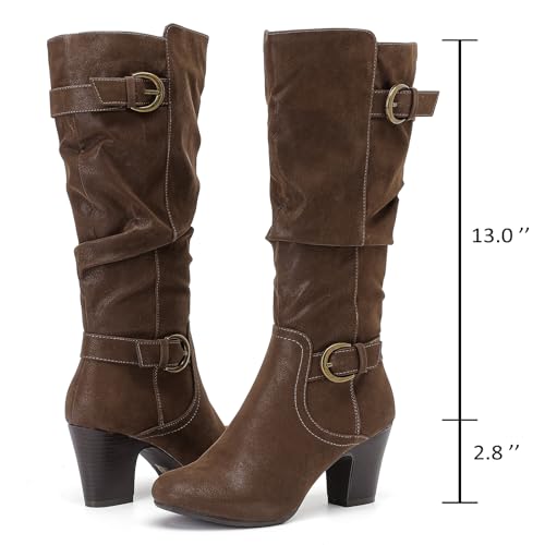 Women's Slouchy Knee High Boots with Chunky Heel, Pointed Toe, Comfortable and Fashionable Fall Winter Boots for Women.3