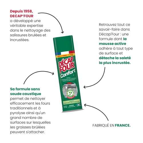 DECAPFOUR Confort | Mousse Active Ultra-Dégraissant et Rapide| Idéal pour Fours Traditionnels et à Pyrolyse, Inserts et Barbecues | Fabriqué en France | Aérosol 500 mL (Lot de 2) – vue 4