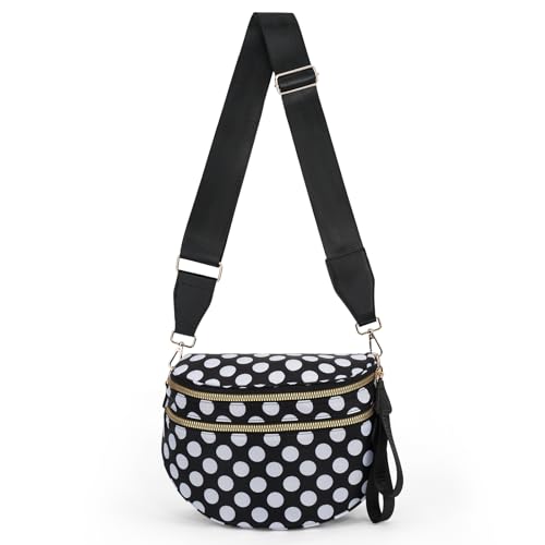 Image of Womens Crossbody Bag, Spacious Nylon Bum Bag Trendy Shoulder Purse with Adjustable Strap Zipped Travel Essentials