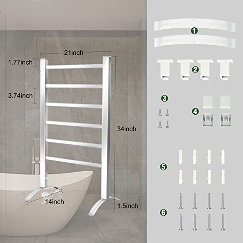Mobider Towel Warmer For Bathroom, Heated Towel Rack With Timer, Towel Heater With Wall Mounted Plug-In Design For Drying Spa - 6 Bars #TOP5