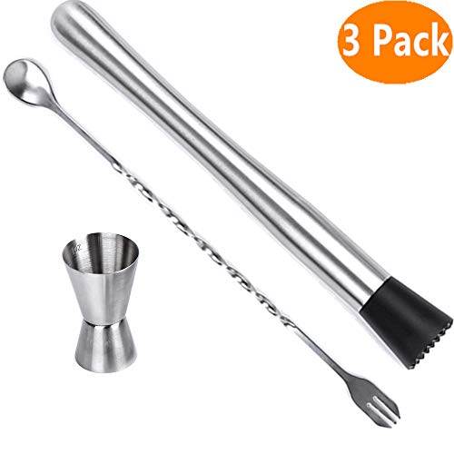 Muddler, Kmeivol Professional Grade Bar Tool, Durable Muddler Pestle, Stainless Steel Muddler Bar