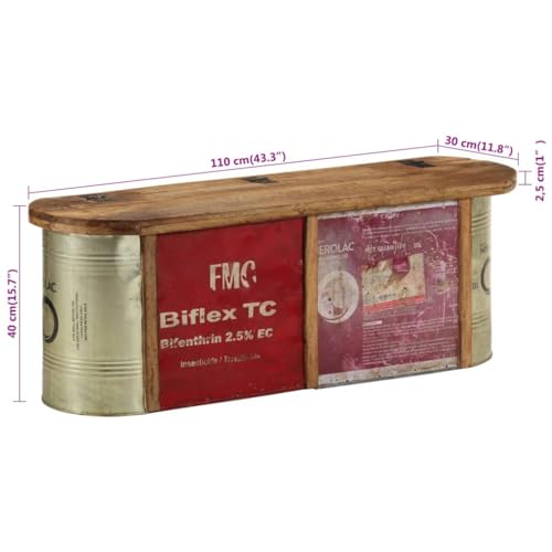 Banco de almacenamiento de madera maciza 120cm rústico para pasillo 3