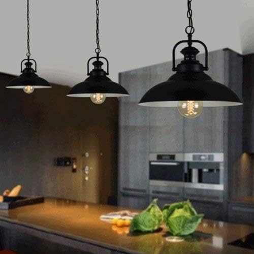 Miniatura 2 de Lámpara de techo industrial vintage de metal negro  Lámpara colgante E27 Edison ajustable para el hogar, oficina, restaurante y espacios comerciales