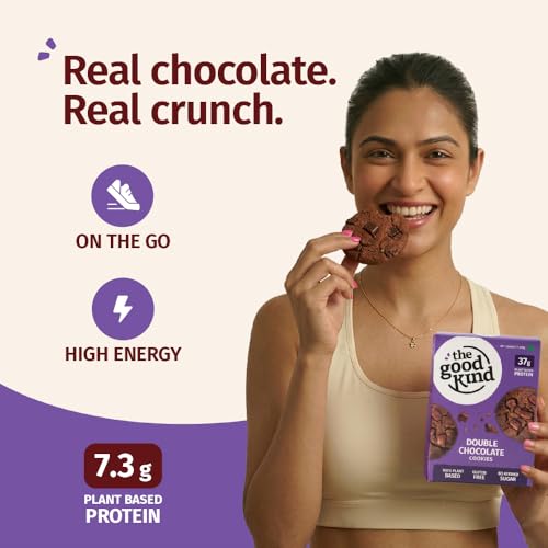 Image of The Good Kind Double Chocolate Cookies - 200gm, High Plant Based Protein Cookies with Almond Butter, Roasted Hazelnuts & Millets, Perfect for Snacking, Gluten Free, Palm Oil free & Vegan (Pack of 2)