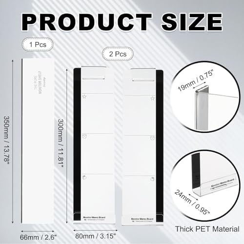 Tableau de notes adhésives pour moniteur PATIKIL noir transparent accessoire bureau 3 Pcs - 2