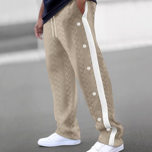 Mens Tear Away Pants Jacquard Snap Button Down Elastic Waist Drawstring Post Surgery Recovery Sweatpants2