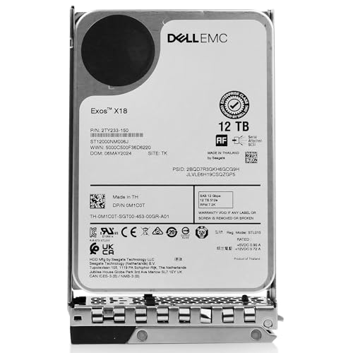 Image of Dell 0M1C0T 12TB 7.2K RPM SAS 12Gb /s 512e 3.5in Enterprise Hard Drive Compatible with but not Limited to: R540 R740 T550 R660 T150 T560 MD3400 C6620 MX5016s G14 G15 G16