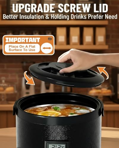 Image of WantJoin Insulated Beverage Dispenser - Thermal 8L /2Gal Stainless Steel Hot & Cold Drink Dispenser with Spigot for Tea, Coffee, Milk, Water & Juice (Black)