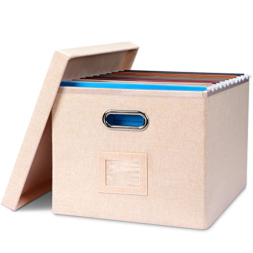 Graciadeco Light Orange Hanging File Box with Lid, 1 Pack Decorative