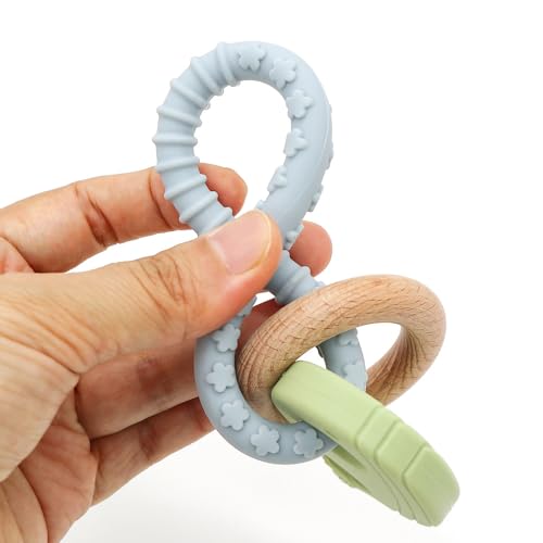 Image of Gogzy - Silicone Teether Ring, BPA Free, Bracelet Toys for Baby (MC3-Pink Beige)