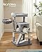 Feandrea Cat Tree, Small Cat Tower with Widened Perch for Large Cats Indoor, Kittens, 37.8-Inch Multi-Level Cat Condo, Scratching Posts and Ramp, 2-Door Cat Cave, Cat Basket, Light Gray UPCT51W