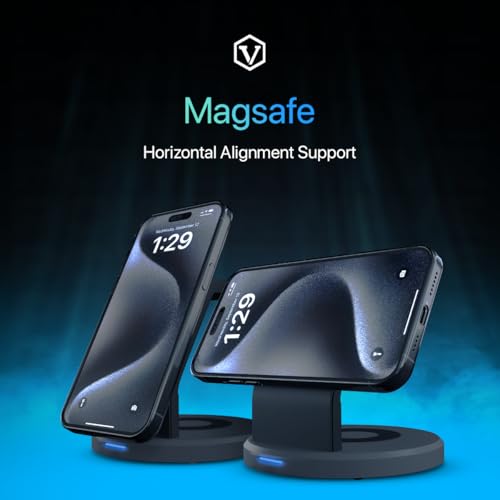 Image of Virtutron 23 W Wireless Charger 3 in 1 Charging Station, Magnetic magSafe Compatible for iPhone 17, 16 /Plus /Pro /Pro Max, iPhone 15 /Plus /Pro /Pro Max,14,13 /12, Airpods 3rd /2nd gen (Black & Grey)