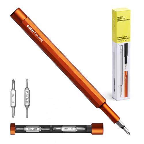 HOTO 5 in 1 Multitool Mini Screwdriver Set, Lightweight Pocket Screwdriver for Eyeglasses & Electronics, Magnetic Bits, Compact EDC Precision Screwdriver Set for Portable Repairs (RED)