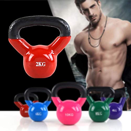 MJ-Brand Juego de Pesas Kettlebell 2 kg 4 kg 6 kg 10 kg y 12 kg Mangos fáciles de agarrar Recubiertos de Vinilo Equipo ergonómico de Gimnasio Gimnasio en casa Ejercicio de Gimnasia Ejercicio