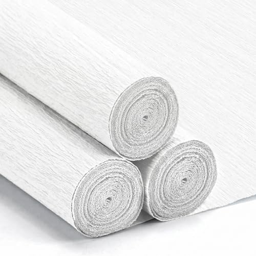 White Crepe Paper Rolls 3 Rolls 10 x 98 Inch Crepe Paper Sheets for Flower Making Gift Wrapping DIY Crafts Wedding Birthday Holiday Party Decorations