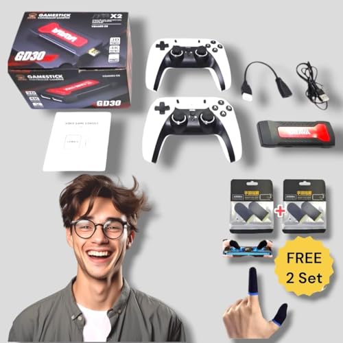 Image of Playtastic Gamestick GD30 Retro Gaming Console, 20,000+ Classic Games, Dual Wireless Controllers, 128GB Storage, HDMI Output (128GB)