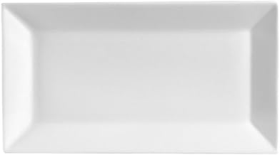 Yanco ML-212 Rectangular Plate, 12" Length x 8" Width, Porcelain, Super White, Pack of 12