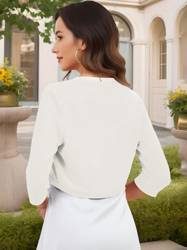 Image of Women's Long Sleeve Shrugs Lightweight Open Front Cropped Cardigan for Women S-2XL