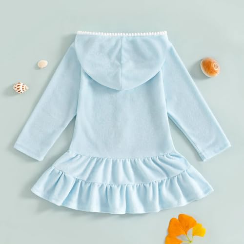Image of Mubineo Toddler Girl Long Sleeve Swimsuit Beach Dress Cute Cover Ups Ruffle Bathing Suit Cover Up Kimono Kids Swimwear