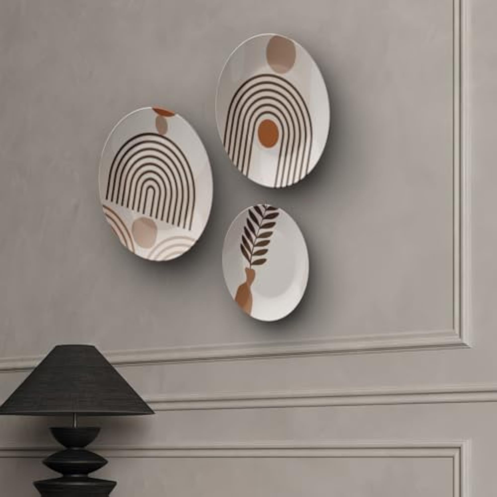 Bohemian Abstract Botanical Ceramic Wall Plates Set