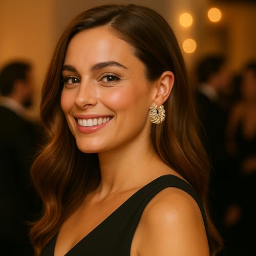 Chunky Gold Hoop Earrings Statement Earrings for Women Sparkly Rhinestone CZ Thick Hoop Earrings4