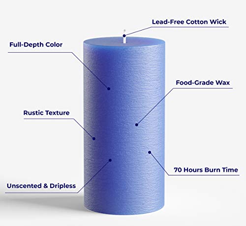 Melt Candle Company Set of 3 Blue Pillar Candles 3" x 6" Navy Unscented Dripless for Weddings Home Decoration Relaxation Spa Church - Thumbnail 4