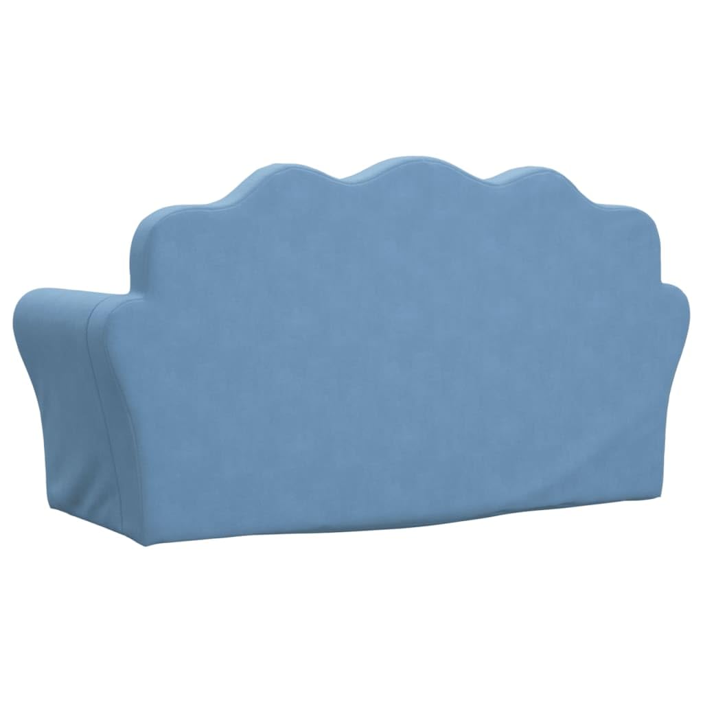 VIDAXL - Divano Per Bambini Blu In Morbido Peluche - 8