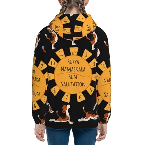 Beagle ​​Doing Yoga Kids Pullover Hoodies Boys Sweatshirts Girls Athletic Clothes with Pocket4