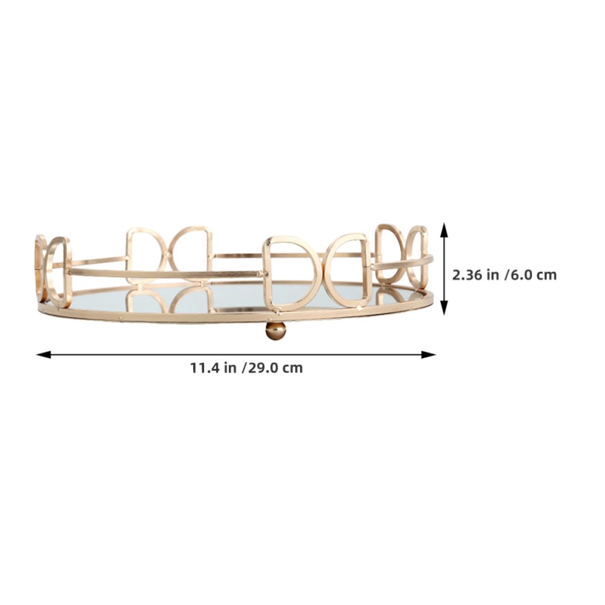 Operitacx Bandeja Decorativa de Metal Dorado Espejo para Sala Diseño Nórdico Moderno Bordes Lisos Almacenamiento Fácil