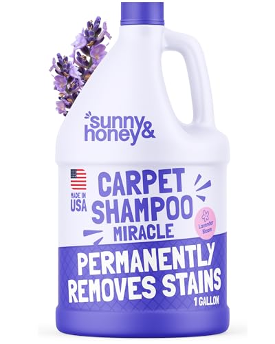 Sunny & Honey Carpet Cleaner Shampoo - Pet Stain Remover & Surface Smell Eliminator - Rug Cleaner & Upholstery Cleaner Solution for Machine Use (128 fl oz, Light Lavender Scent)