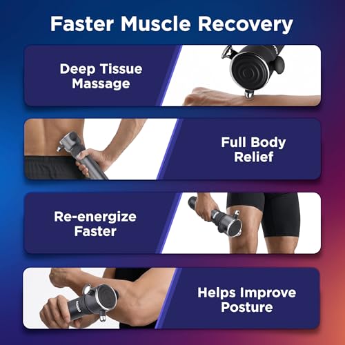 Image of AGARO Imperial Handheld Deep Tissue Massager, Vibrating Muscle Massager - Therapy Back Massager for All Body Relief - Muscle Relaxation and Fascial Binding - Trigger Point Therapy Massage Gun, Black