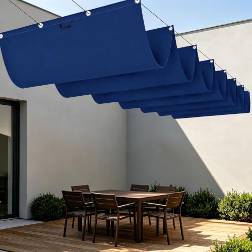 Toile ombrage rétractable 800x280 extérieur imperméable bleu foncé balcon - 2