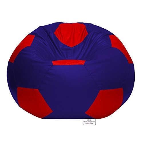Image of RnS Rest 'n' Sleep - Bean Bag Football Chair Filled with Beans for Living Room, Bed Room for Relaxing, with 1 Year Warranty (Red /Royal Blue, XXXL)