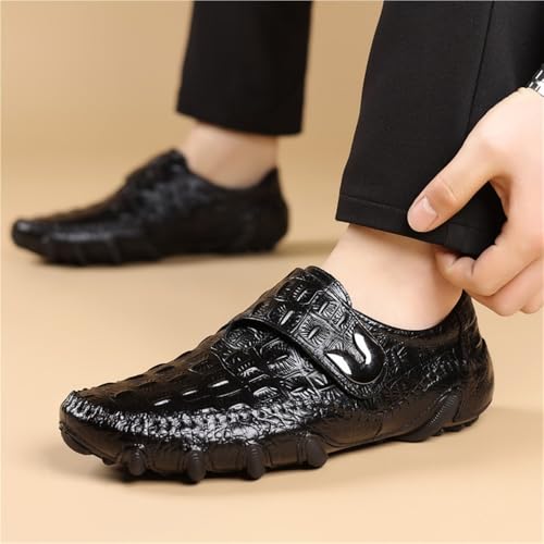 Men's Spring Fashionable Leather Loafers Genuine Crocodile Pattern Moccasins Stylish Large Size Shoes for Men2