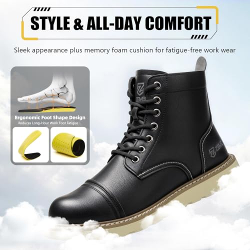 Image of Steel Toe Boots for Men, Slip Resistant for Construction Work