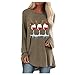 T-shirt de Noël pour femme - Style vintage - Motif elfe - Grande taille - Col rond - Manches longues - Décontracté - Pour femme, 1517 - Kaki, XXXL