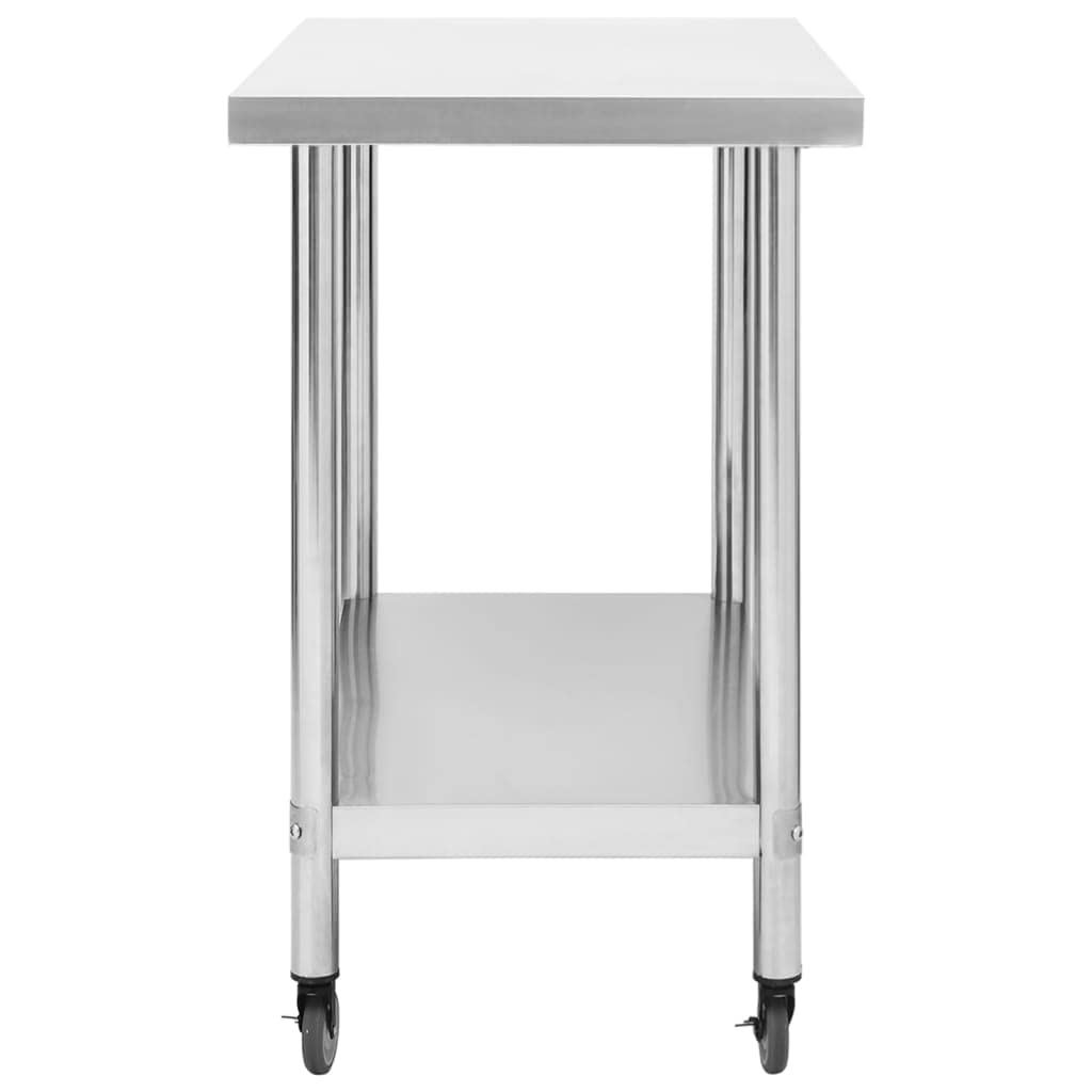 Genérico Mesa de Trabajo para Cocina con Ruedas Acero INOX 100x30x85 cm,Economía e Industria,Restauración-51637