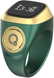 Eawfgtuw Bague intelligente Zikr avec notifications de temps de prière, compteur numérique étanche et rappel de vibration pour utilisateurs musulmans, rappel de vibration étanche pour homme et femme