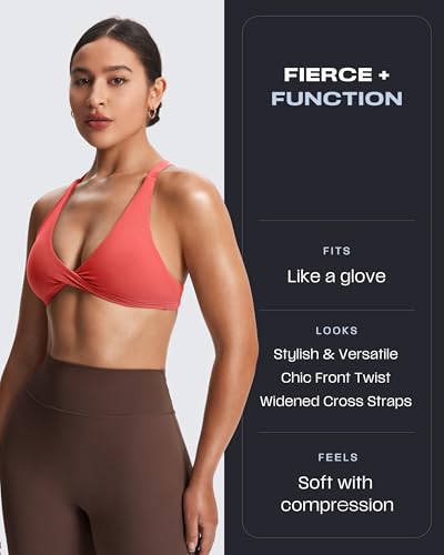 Image of Aoxjox Women's Workout Sports Bras Fitness Satara Low Impact Bra Yoga Crop Tank (Spiced Coral, Small)