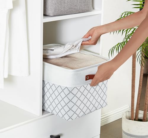 Image of DECOMOMO Foldable Storage Bin | Collapsible Sturdy Cationic Fabric Storage Basket Cube W /Handles (Navy Blue Pattern, Large - 15 x 11 x 9.5-3 Pack)